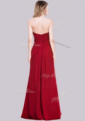 2016 Lovely Empire Chiffon Red Prom Dress with High Slit