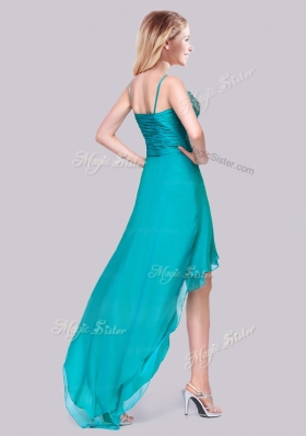 2016 Lovely  High Low Beaded Bust Side Zipper Prom Dress in Teal