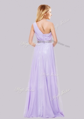 2016 Lovely One Shoulder Belted with Beading Prom Dress in Lavender