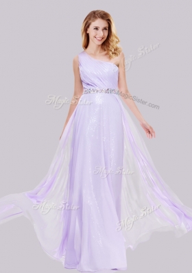 2016 Lovely One Shoulder Belted with Beading Prom Dress in Lavender