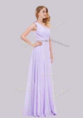 2016 Lovely One Shoulder Belted with Beading Prom Dress in Lavender