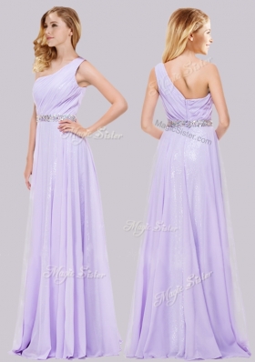 2016 Lovely One Shoulder Belted with Beading Prom Dress in Lavender
