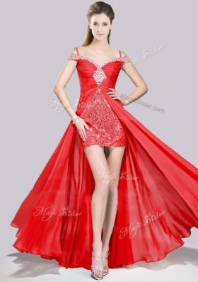 2016 Lovely Outside Red Prom Dress with Beading and Sequins