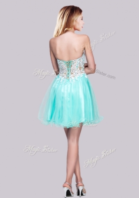 2016 Lovely Visible Boning Applique and Beaded Prom Dress in Apple Green
