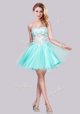 2016 Lovely Visible Boning Applique and Beaded Prom Dress in Apple Green