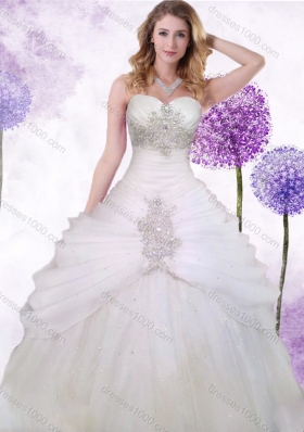 Popular Tulle White Princess Quinceanera Dress with Beading and Ruching