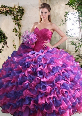 2016 Clearance Purple and Pink Sweet 16 Dress with Ruffled Layers