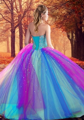 Beautiful Beaded Multi Color Quinceanera Dress in Tulle