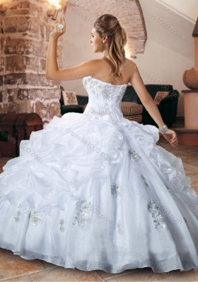 Classical Strapless Applique and Bubble Quinceanera Dress in Organza