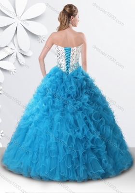 Clearance Princess Teal Sweet 16 Dress with Beading and Ruffles