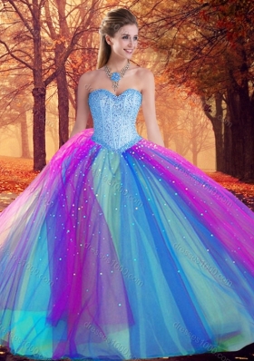 Colorful Multi Color Quinceanera Dress with Beading