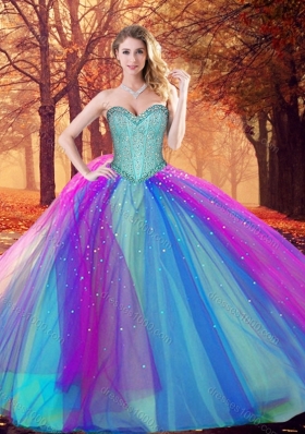 Colorful Multi Color Quinceanera Dress with Beading