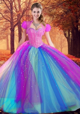 Colorful Multi Color Quinceanera Dress with Beading