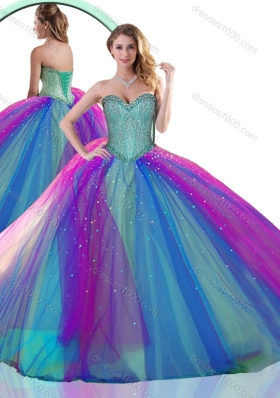 Colorful Multi Color Quinceanera Dress with Beading