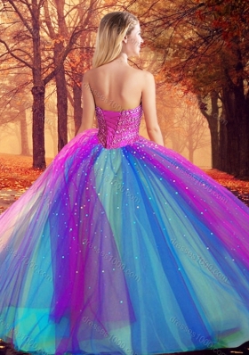 Designer Fit Multi Color Quinceanera Dress with Beading