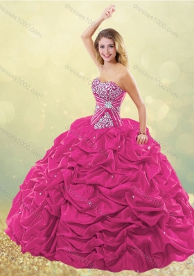 Designer Puffy Skirt Bubble Red Quinceanera Dress in Taffeta