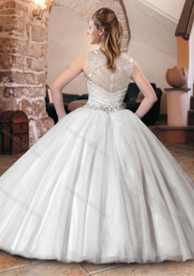 Designer See Through Back Straps Quinceanera Dress with Beaded Bodice