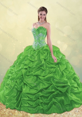 Latest Taffeta Teal Quinceanera Dress with Beading and Bubbles