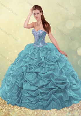 New Arrivals Beaded and Bubble Quinceanera Dress in Aqua Blue