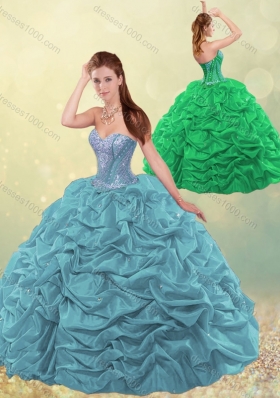 New Arrivals Beaded and Bubble Quinceanera Dress in Aqua Blue