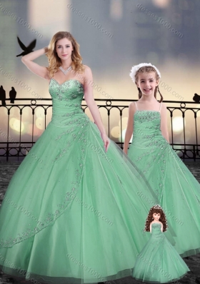 Beaded and Applique Apple Green Macthing Princesita With Quinceanera Dresses in Tulle