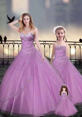 Custom Made Beaded and Applique Macthing Princesita With Quinceanera Dresses in Lilac