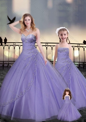 Lavender Macthing Princesita With Quinceanera Dresses in Tulle with Beading and Appliques