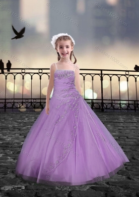 Spaghetti Straps Beaded Lilac Mini Quinceanera Dresses in Tulle