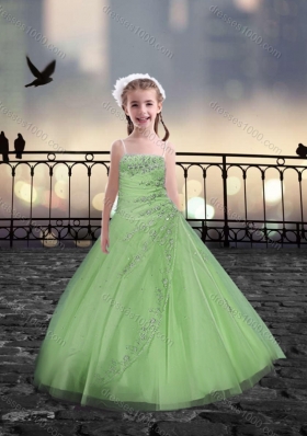 Spaghetti Straps Spring Green Mini Quinceanera Dresses with Beading