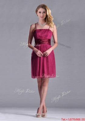 Cheap Spaghetti Straps Chiffon Empire Bridesmaid Dress with Ruching