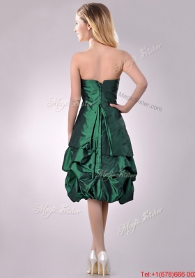 Classical Taffeta Strapless Bubble Bridesmaid Dress in Dark Green