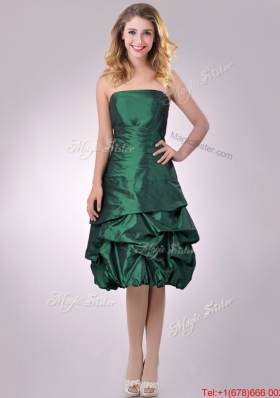 Classical Taffeta Strapless Bubble Bridesmaid Dress in Dark Green