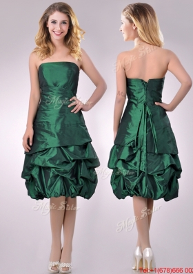 Classical Taffeta Strapless Bubble Bridesmaid Dress in Dark Green