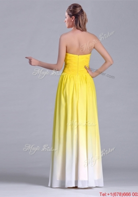 Discount Empire Sweetheart Ruched Long Bridesmaid Dress in Gradient Color