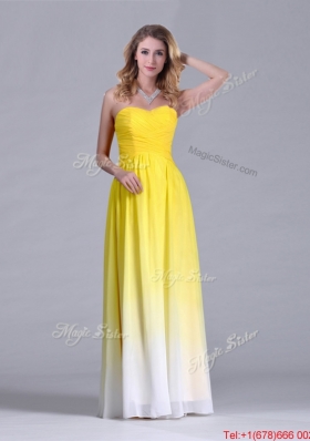 Discount Empire Sweetheart Ruched Long Bridesmaid Dress in Gradient Color