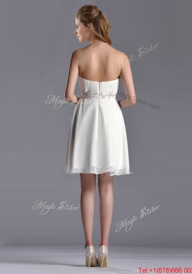 Beautiful Beaded Decorated Waist Chiffon Dama Dress in White