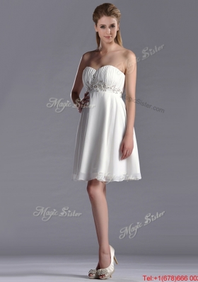 Beautiful Beaded Decorated Waist Chiffon Dama Dress in White