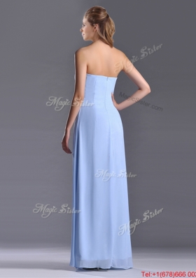 Cheap Strapless Hand Crafted Flower Long Dama Dress in Light Blue