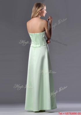 Discount Column Ruching Satin Bridesmaid Dress with Strapless