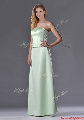 Discount Column Ruching Satin Bridesmaid Dress with Strapless