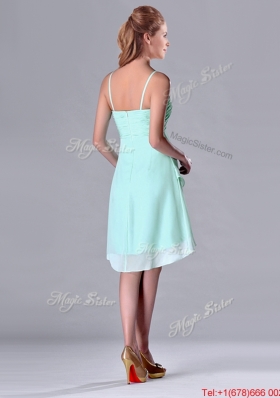 Empire Straps Apple Green Ruching Short Bridesmaid Dress in Chiffon