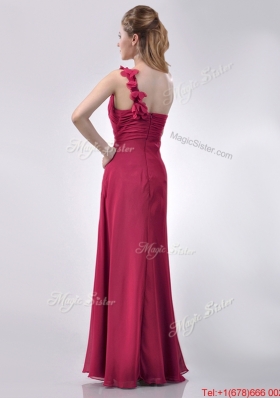 Hot Sale One Shoulder Red Dama Dress with Appliques and Ruching