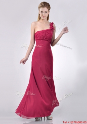 Hot Sale One Shoulder Red Dama Dress with Appliques and Ruching