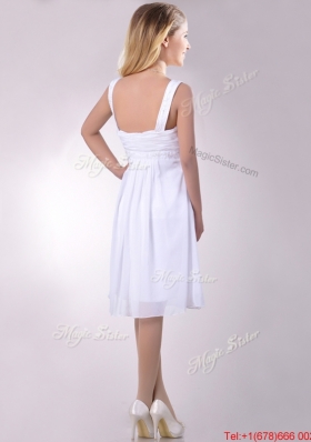 New Applique Decorated Straps and Waist White Dama Dress in Chiffon