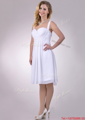 New Applique Decorated Straps and Waist White Dama Dress in Chiffon