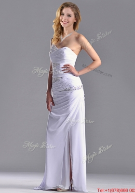 Cheap Beaded and Ruched Decorated Bodice Prom Dress with One Shoulder