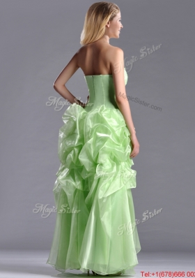 Classical Beaded and Bubble Organza Prom Dress in Yellow Green