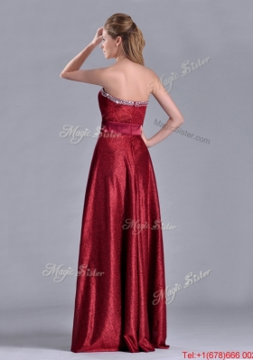 Classical Empire Sweetheart Wine Red Prom Dress with Beaded Top