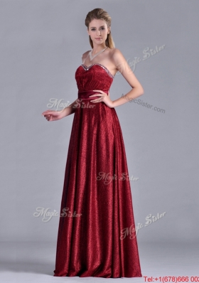 Classical Empire Sweetheart Wine Red Prom Dress with Beaded Top