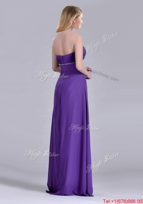 2016 Column Sweetheart Ruching Purple Prom Dress for Celebrity